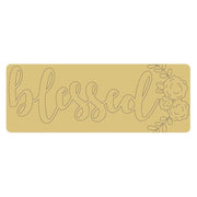 Design By Line Rounded Rectangle MDF Cutout Blessed Script With Floral Corner - Unfinished For DIY