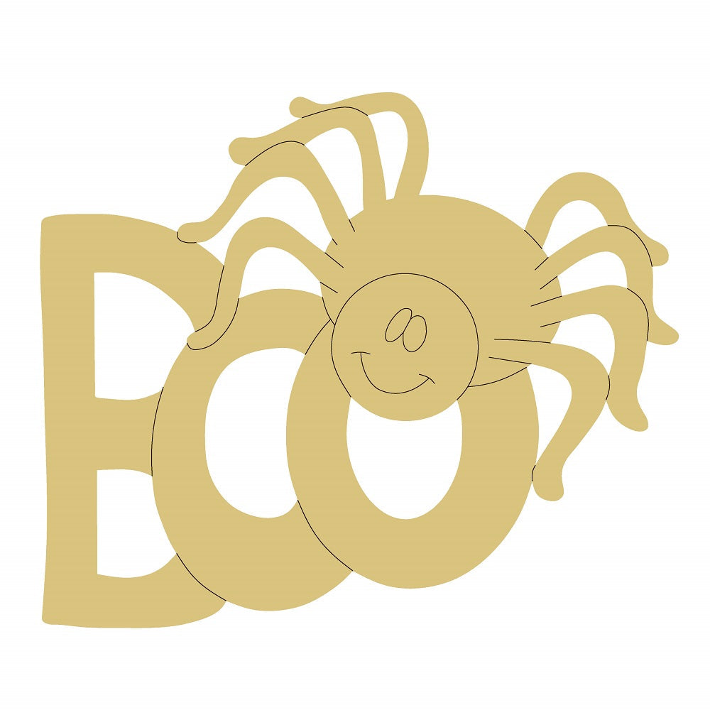 Design By Line Boo Letters MDF Cutout Halloween Spider - Unfinished For DIY