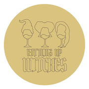 Design By Line Round MDF Cutout Bottoms Up Witches Cocktail Glasses - Unfinished For DIY