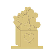 Design By Line Heart Box MDF Cutout Box Of Hearts With Stand - Unfinished For DIY