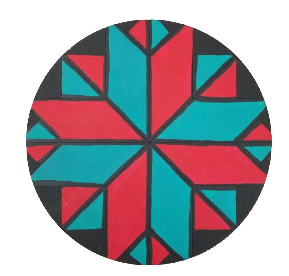 3D Design By Line Barn Quilt Circle MDF Cutout Eight-Point Star Pattern - Unfinished For DIY