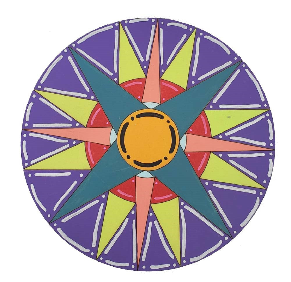 Design By Line Barn Quilt Round MDF Cutout Sunburst - Unfinished For DIY