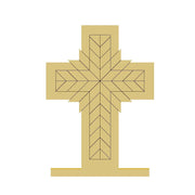 Design By Line Barn Quilt Cross MDF Cutout With Stand - Unfinished For DIY