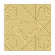 Design By Line Heart MDF Cutout Quilt Block Pattern With Central Heart And Corner Hearts - Unfinished For DIY