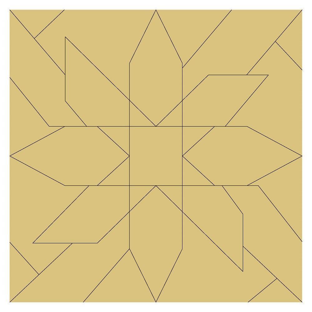 Design By Line Square Barn Quilt MDF Cutout Geometric Quilt Block - Unfinished For DIY