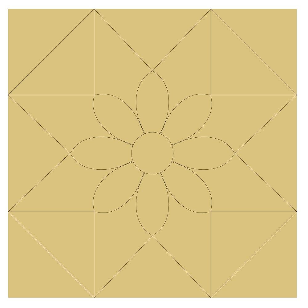 Design By Line Barn Quilt Square MDF Cutout Flower Rosette - Unfinished For DIY