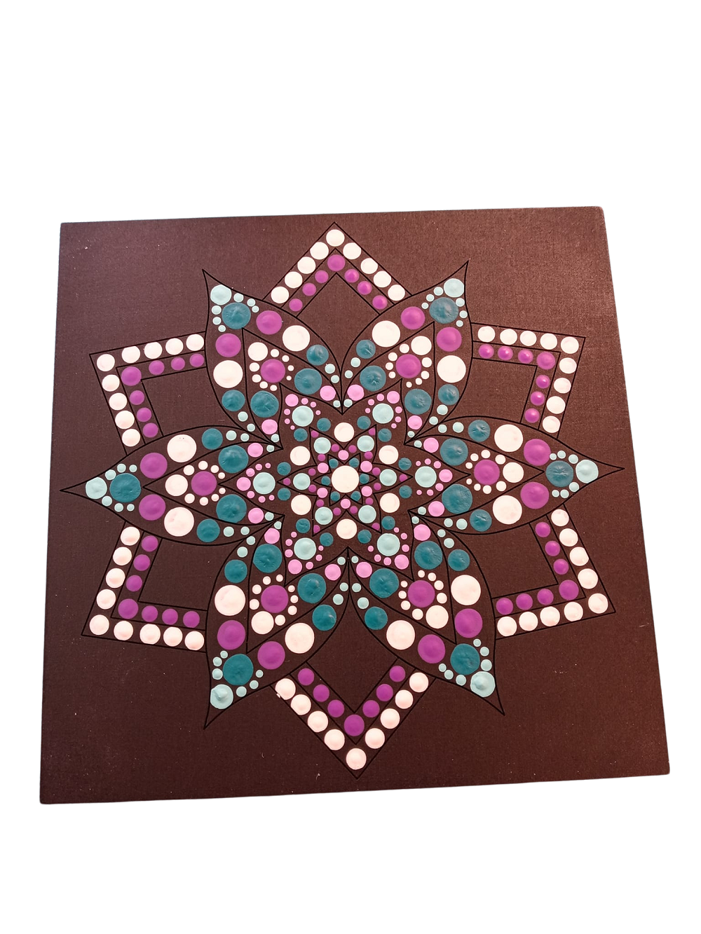 3D Design By Line Barn Quilt Square MDF Cutout Eight-Petal Flower Center In Quilt Block Grid - Unfinished For DIY