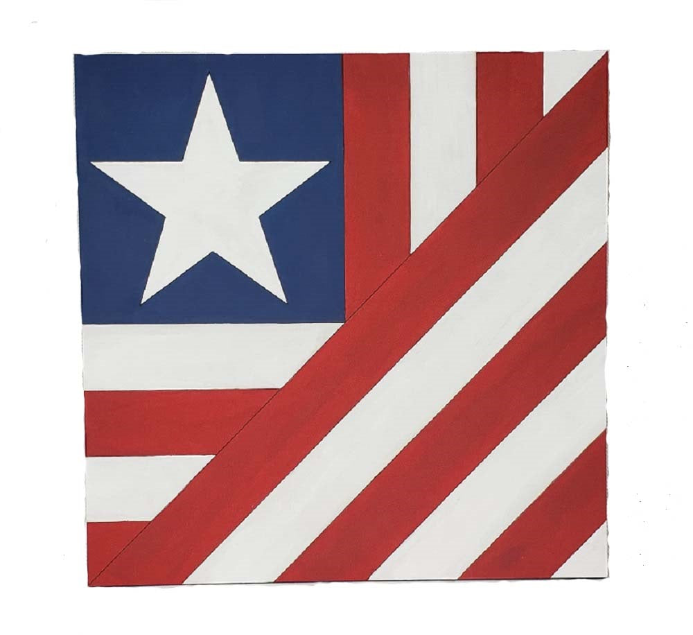 Design By Line Flag Barn Quilt MDF Cutout Star With Stripes - Unfinished For DIY
