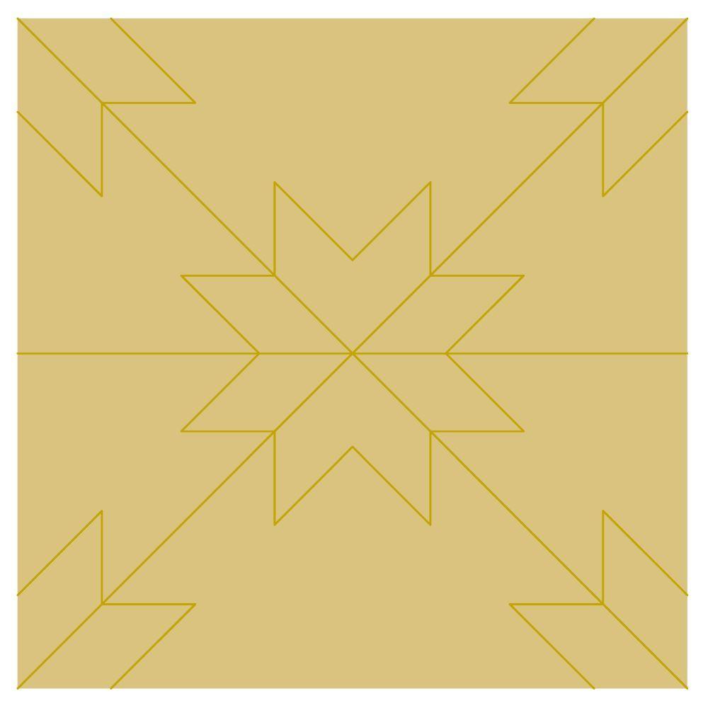 Design By Line Barn Quilt MDF Cutout Eight-Point Starburst Quilt Pattern - Unfinished For DIY