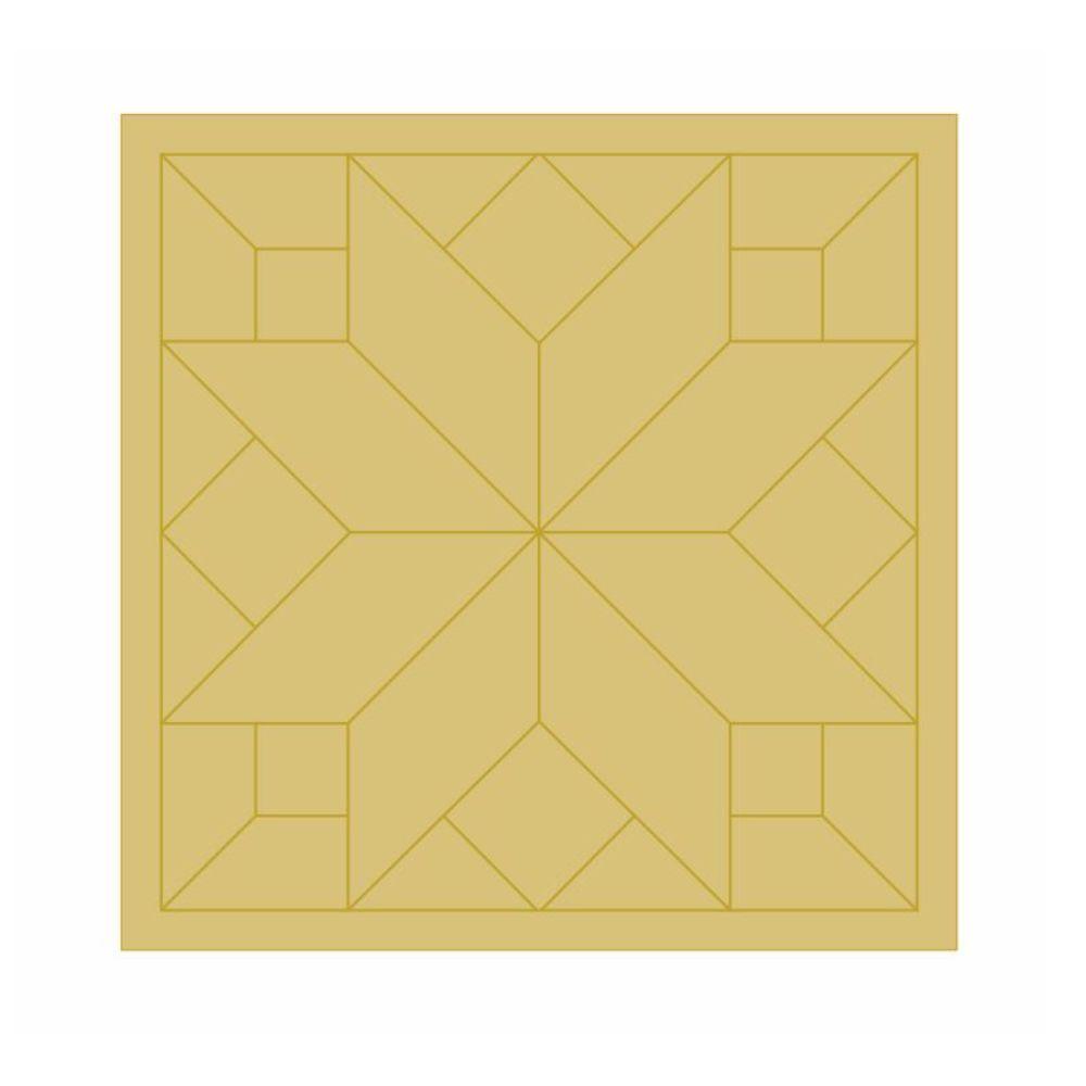 Design By Line Square Barn Quilt MDF Cutout Star Quilt Block Geometric Pattern With Corner Diamonds - Unfinished For DIY