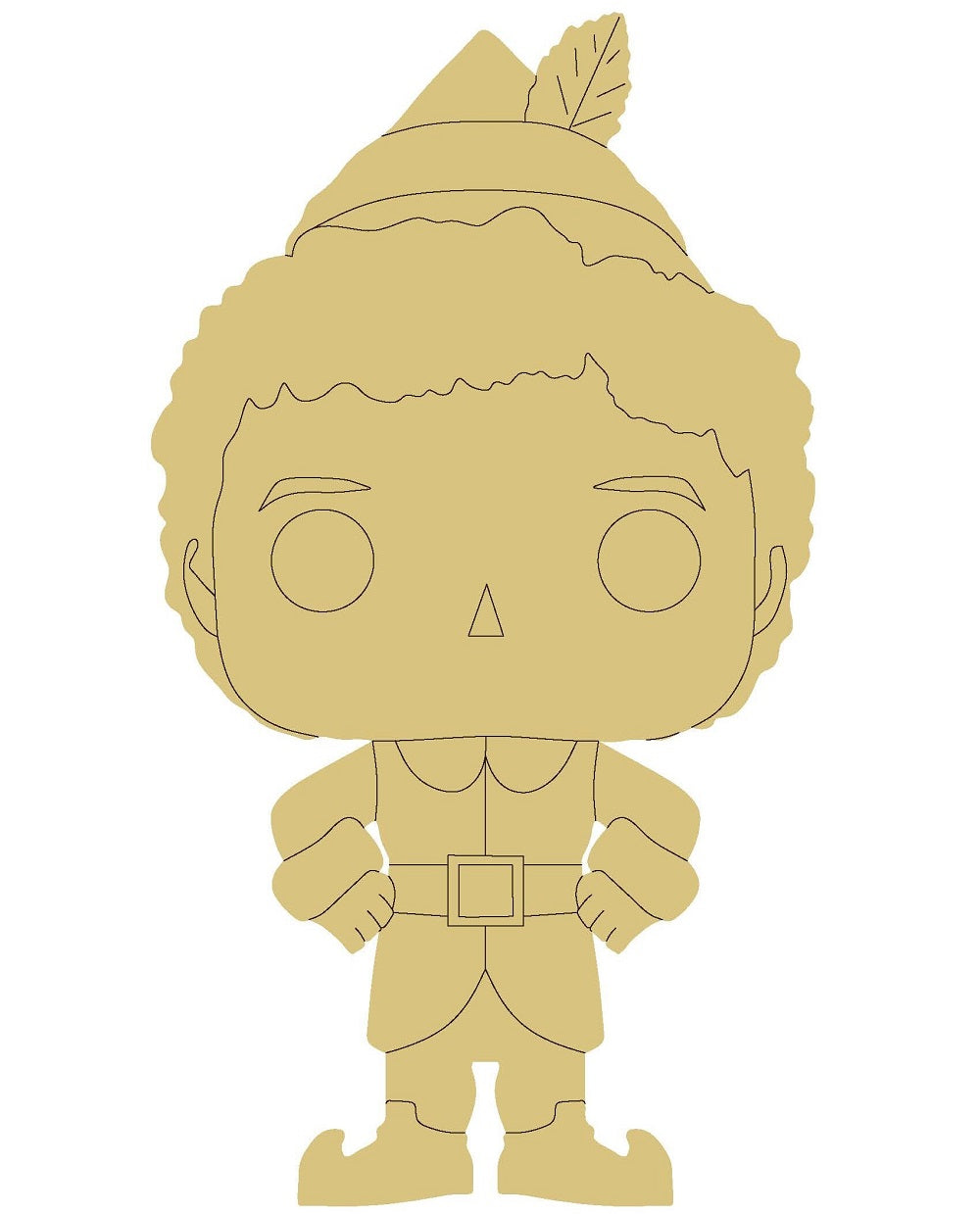 Buddy Elf Design By Line Unfinished Wood Cutout Style 1
