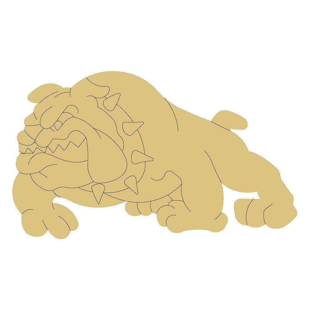 Design By Line Bulldog Silhouette MDF Cutout Reclining Form With Spiked Collar - Unfinished For DIY