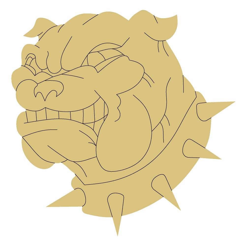 Design By Line Round MDF Cutout Bulldog Head - Unfinished For DIY