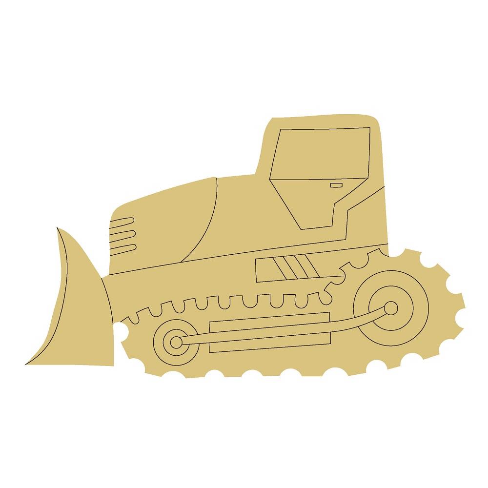 Design By Line Bulldozer MDF Cutout Bulldozer Silhouette - Unfinished For DIY