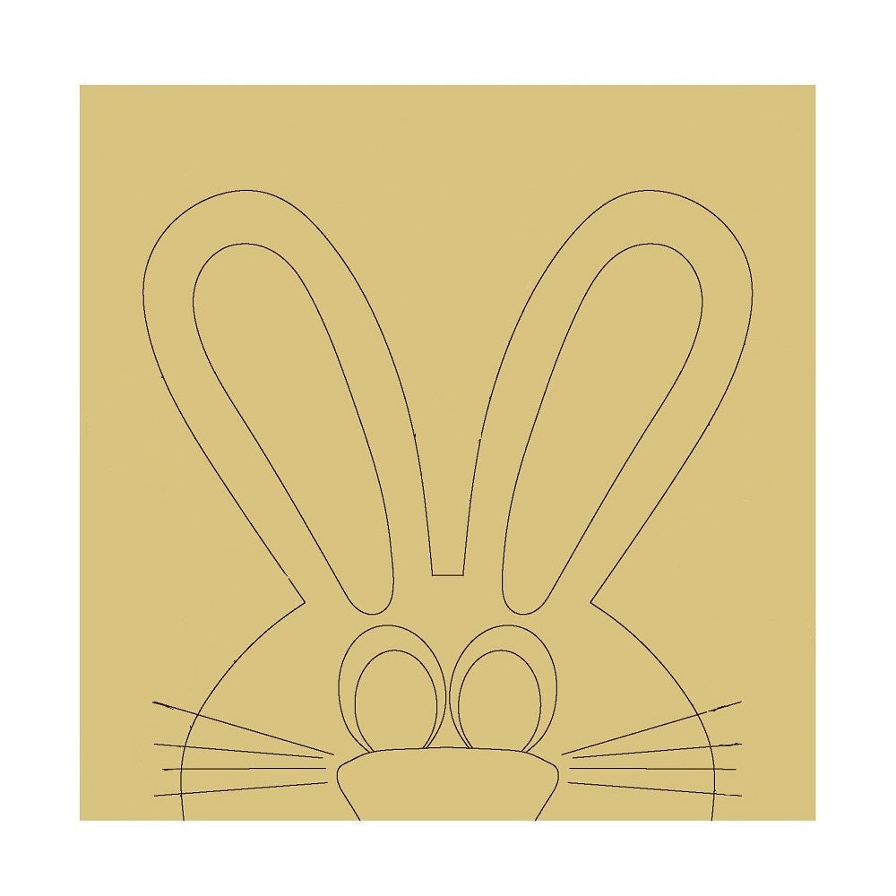 Design By Line Square MDF Cutout Peeping Bunny Silhouette - Unfinished For DIY