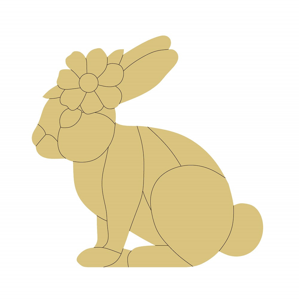 Design By Line Bunny Unfinished Wood Cutout Style 6 Art 1
