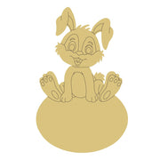 Design By Line Egg-Shaped MDF Cutout Sitting Bunny Ontop - Unfinished For DIY