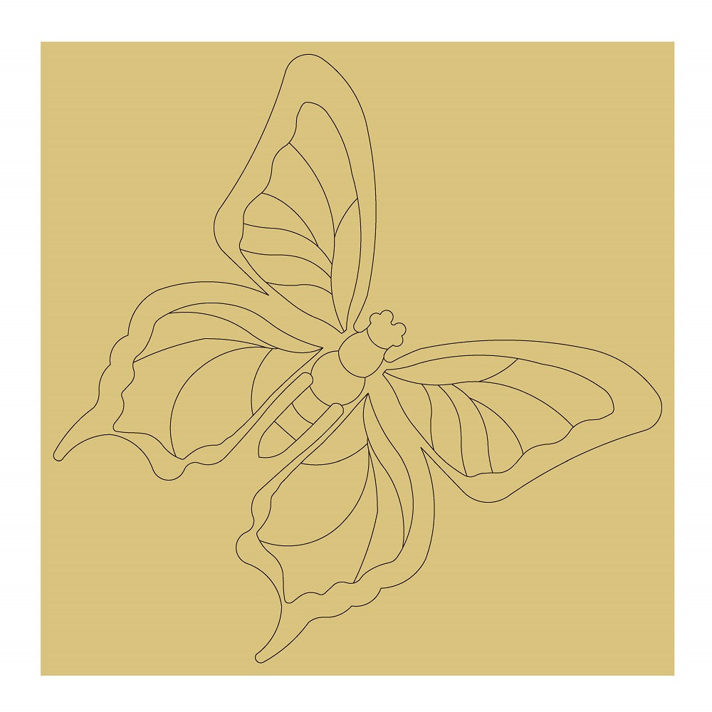 Design By Line Square MDF Cutout Butterfly Silhouette - Unfinished For DIY