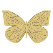 Design By Line Butterfly MDF Cutout Intricate Wing Vein Pattern - Unfinished For DIY