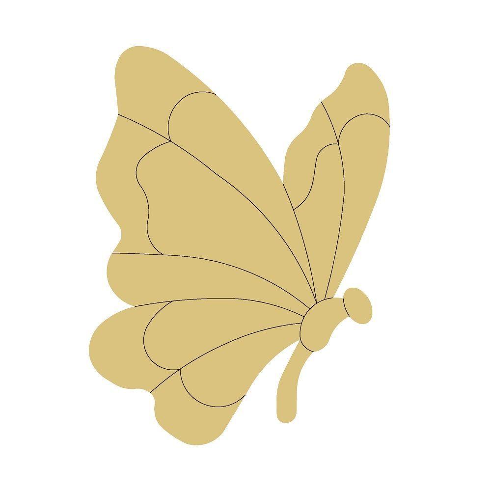 Design By Line Butterfly MDF Cutout Laser-Etched Linework Silhouette - Unfinished For DIY