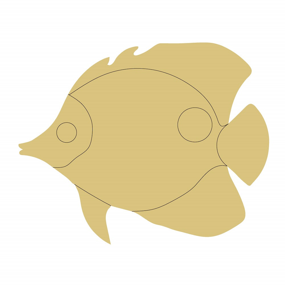 Design By Line Butterfly Fish Unfinished Wood Cutout Style 1 Art 1