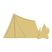 Design By Line Tent MDF Cutout Camping Scene With Campfire - Unfinished For DIY