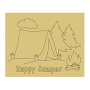 Design By Line Square MDF Cutout Happy Camper - Unfinished For DIY