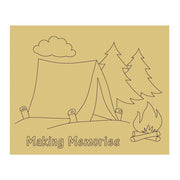 Design By Line Square MDF Cutout Camping Scene With Tent And Campfire Making Memories - Unfinished For DIY
