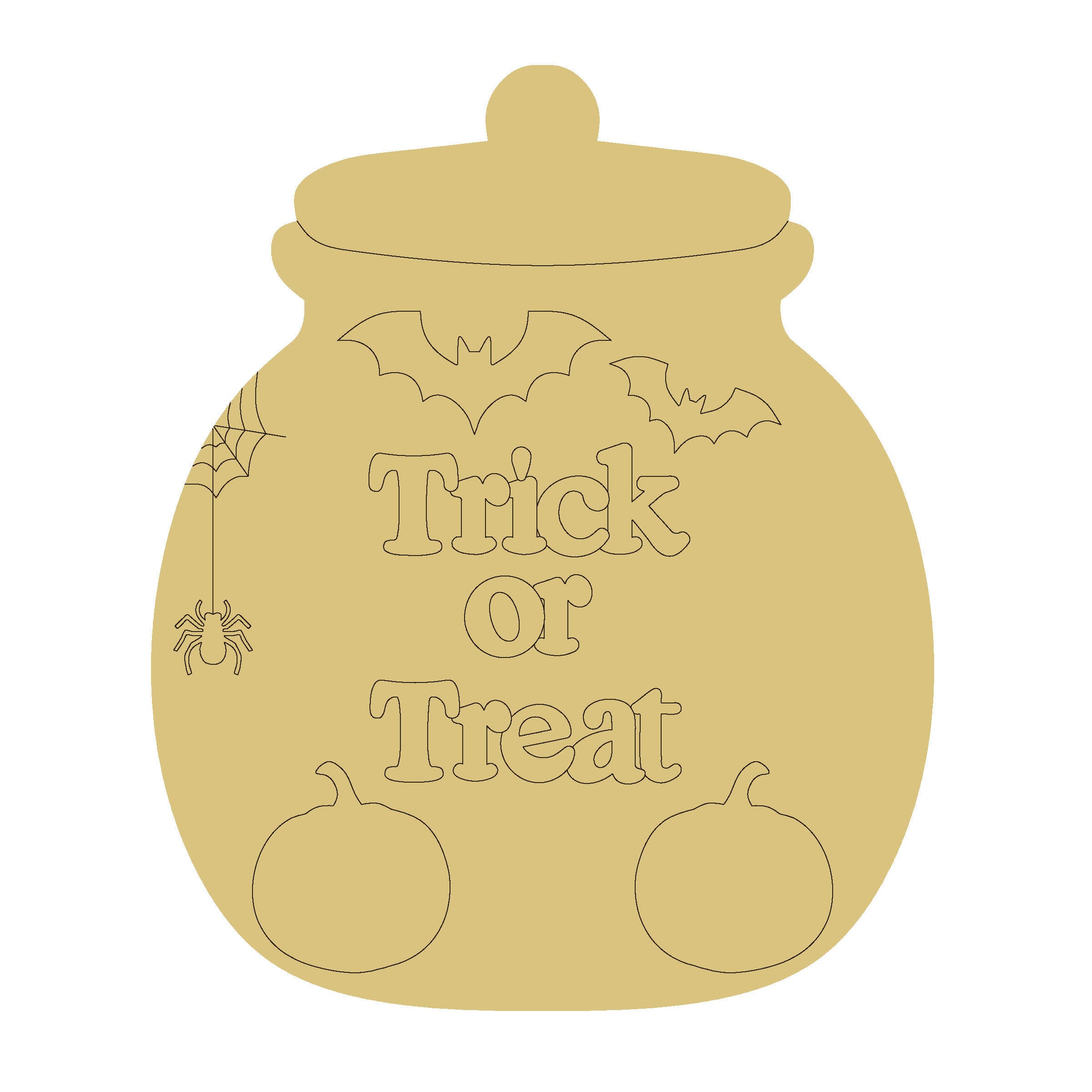 Design By Line Trick or Treat Jar MDF Cutout Silhouette - Unfinished For DIY
