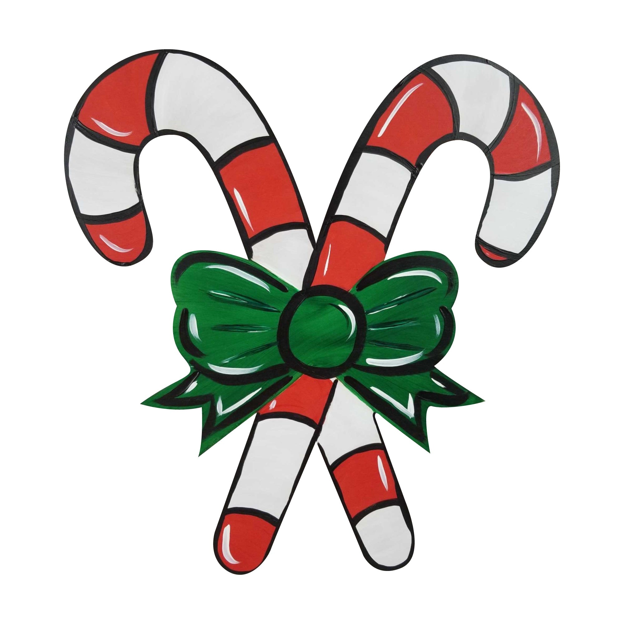 Basic Shape Candy Cane Bow MDF Cutout Christmas Silhouette - Unfinished For DIY