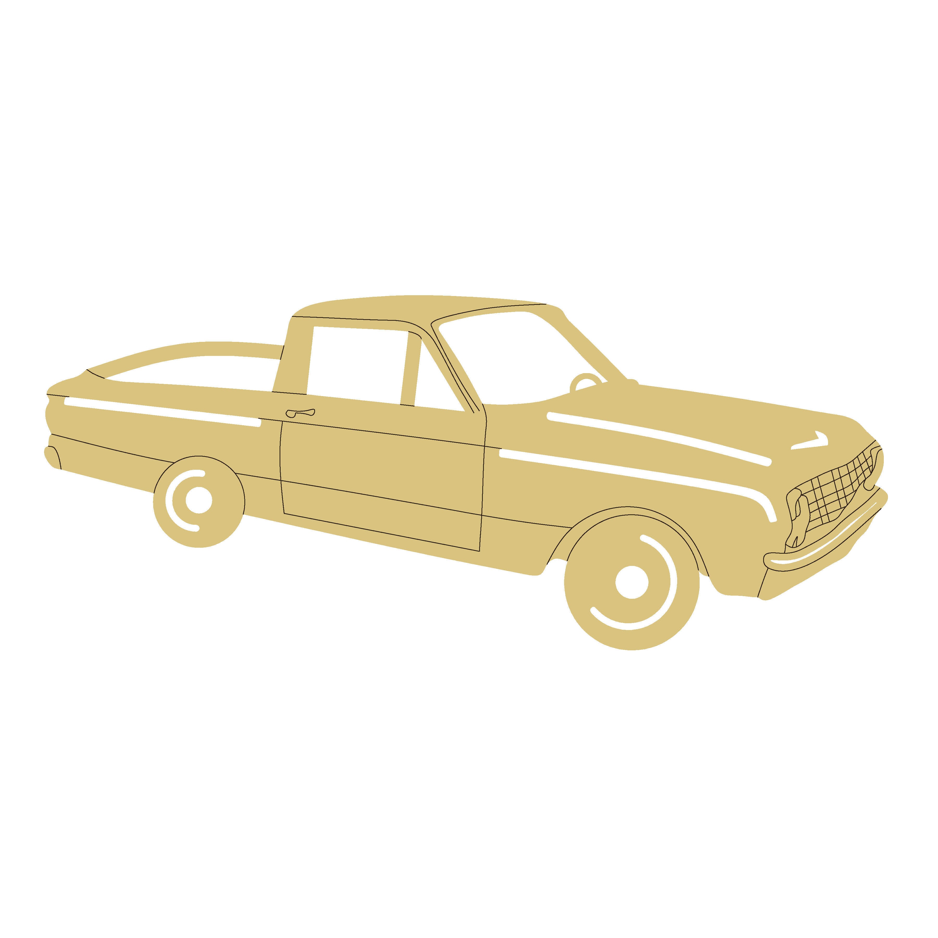 Design By Line Car MDF Cutout Vintage Silhouette - Unfinished For DIY