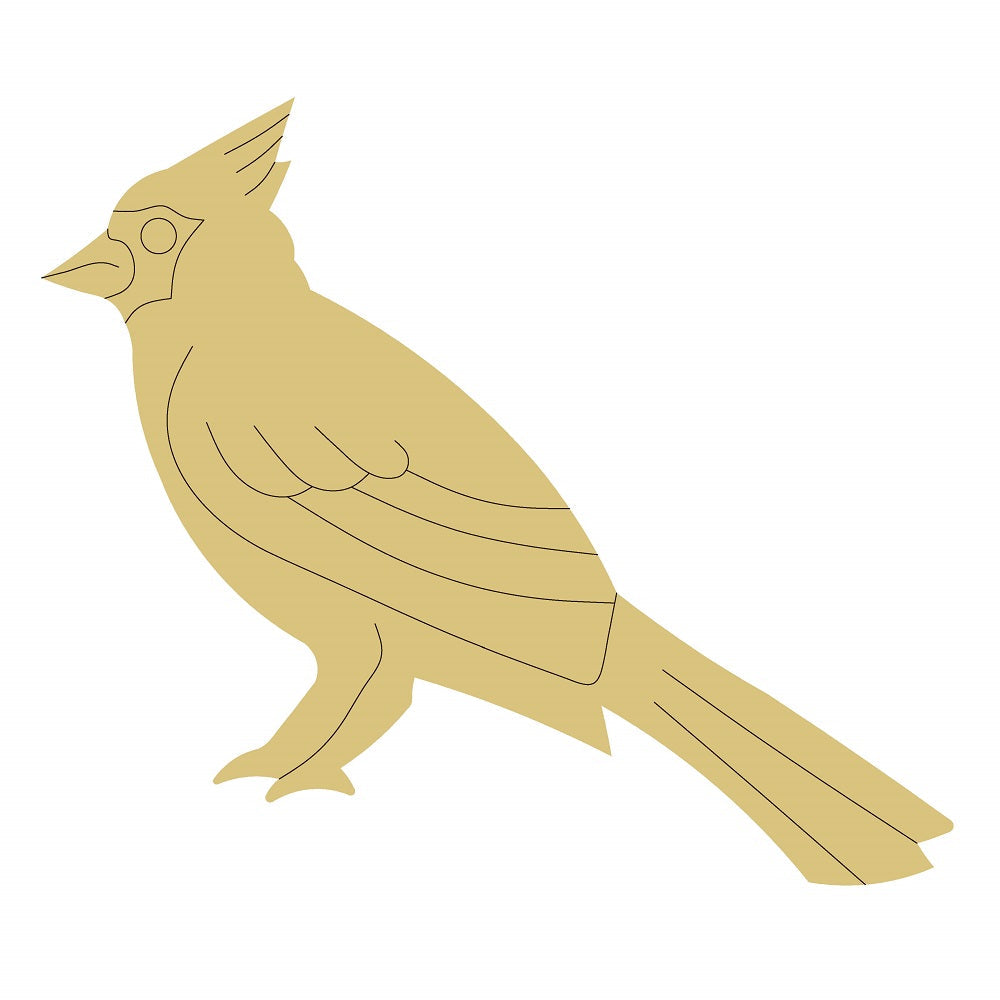 Design By Line Cardinal MDF Cutout Line-Etched Silhouette - Unfinished For DIY