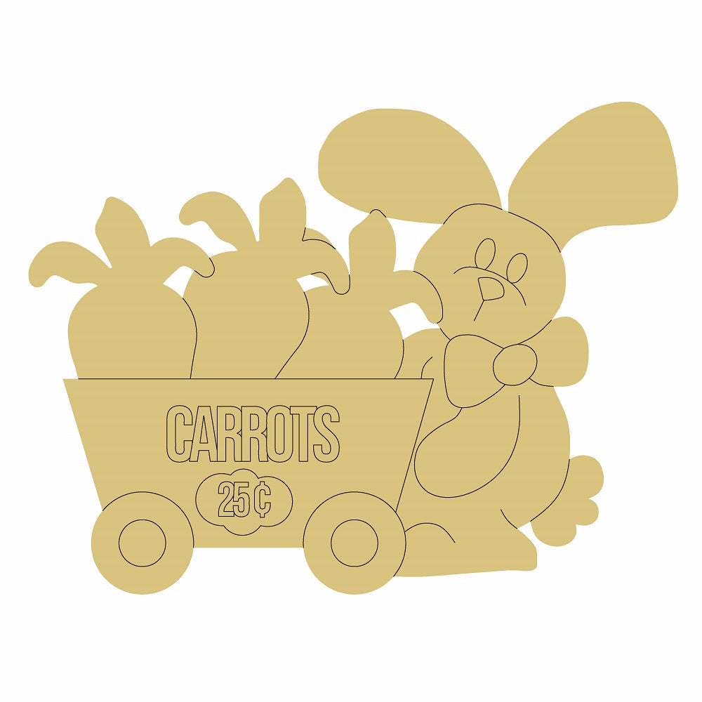 Design By Line Rabbit With Carrot Cart MDF Cutout Carrots 25¢ - Unfinished For DIY