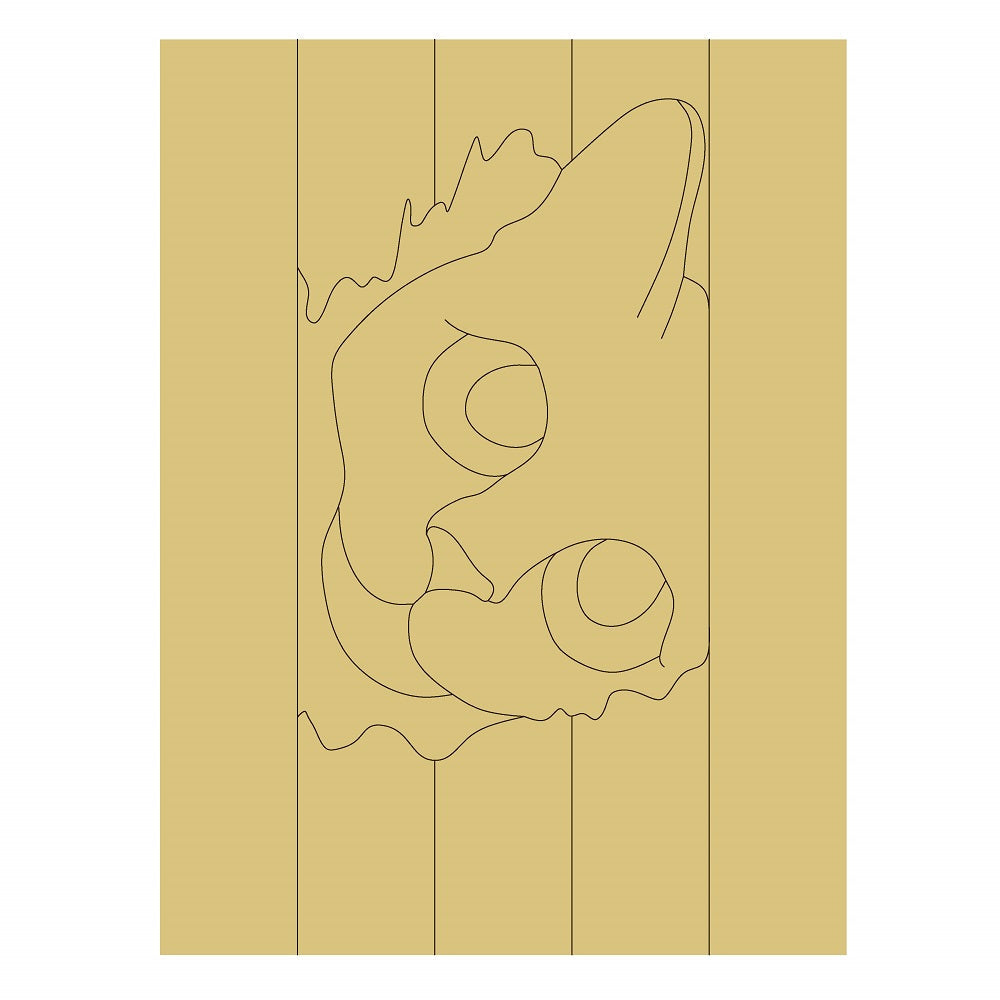 Design By Line Rectangle Cat MDF Cutout Line Art - Unfinished For DIY