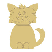 Design By Line Cat MDF Cutout Silhouette With Swirled Facial Details - Unfinished For DIY