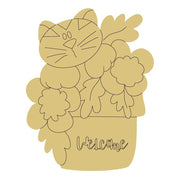 Design By Line Cat In Flower Basket MDF Cutout Welcome - Unfinished For DIY