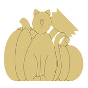 Design By Line Sitting Cat MDF Cutout Cat With Pumpkin Design - Unfinished For DIY