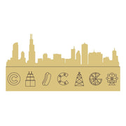 Design By Line Skyline MDF Cutout Chicago Icon Set - C Letter, Cake, Hot Dogs, Crescent Moon, Oil Derrick, Pizza, Ferris Wheel - Unfinished For DIY