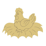 Design By Line Chicken MDF Cutout Silhouette Nesting On Straw - Unfinished For DIY