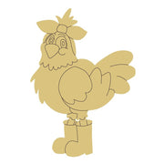 Design By Line Chicken MDF Cutout Cartoon With Bow And Boots - Unfinished For DIY