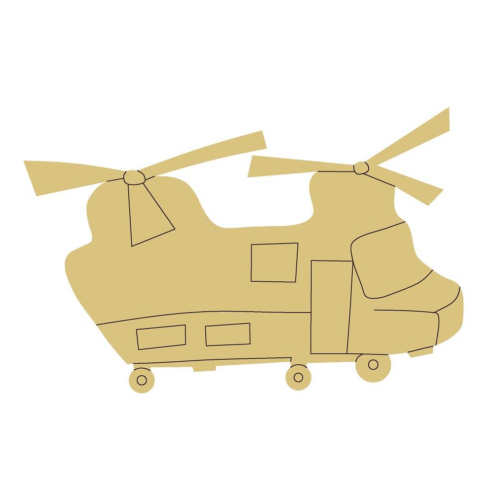 Design By Line Chinook MDF Cutout Twin Rotor Helicopter Silhouette - Unfinished For DIY