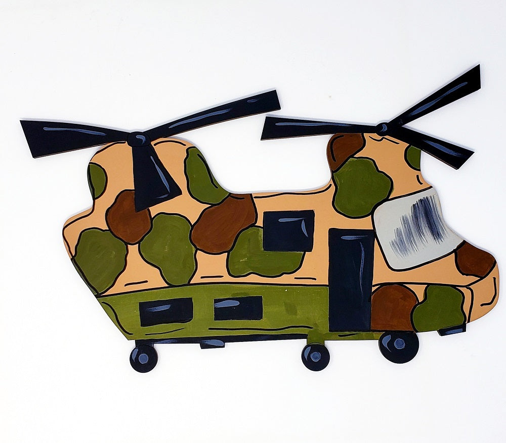 Design By Line Chinook MDF Cutout Twin Rotor Helicopter Silhouette - Unfinished For DIY