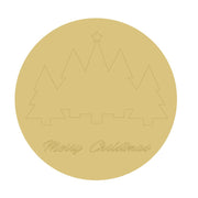 Design By Line Round MDF Cutout Merry Christmas Tree Line With Star - Unfinished For DIY