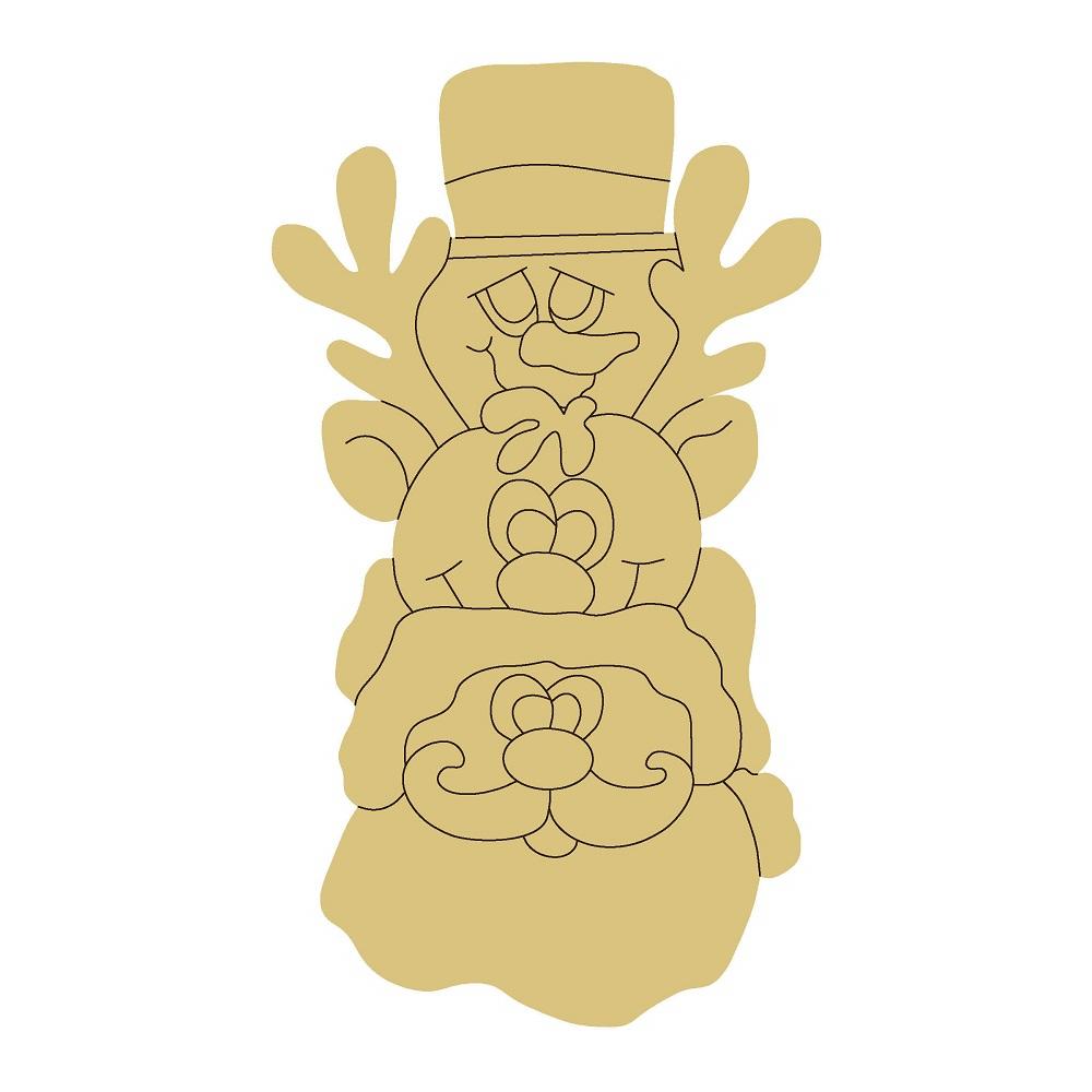 Design By Line Stacked Santa Silhouette MDF Cutout Christmas Faces - Unfinished For DIY