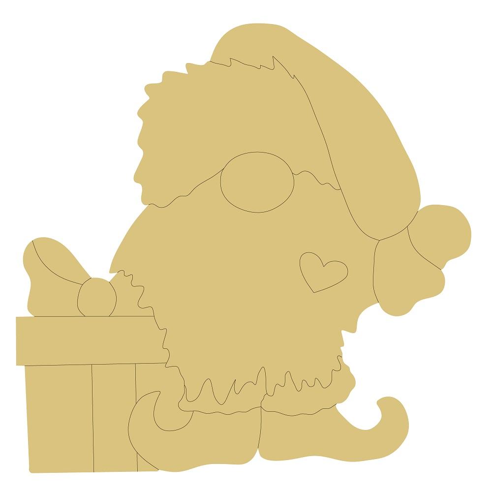Design By Line Gnome MDF Cutout Christmas Silhouette With Heart - Unfinished For DIY