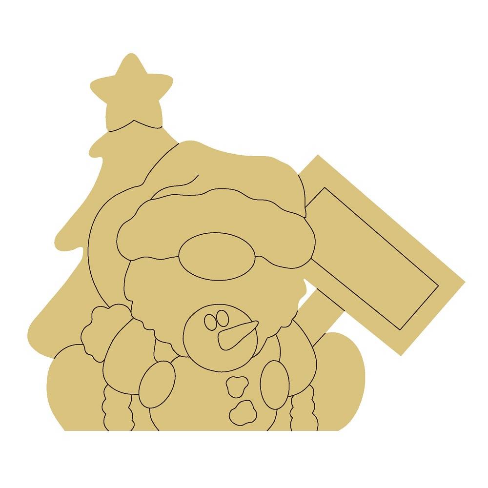 Design By Line Gnome MDF Cutout Christmas Gnome Silhouette - Unfinished For DIY