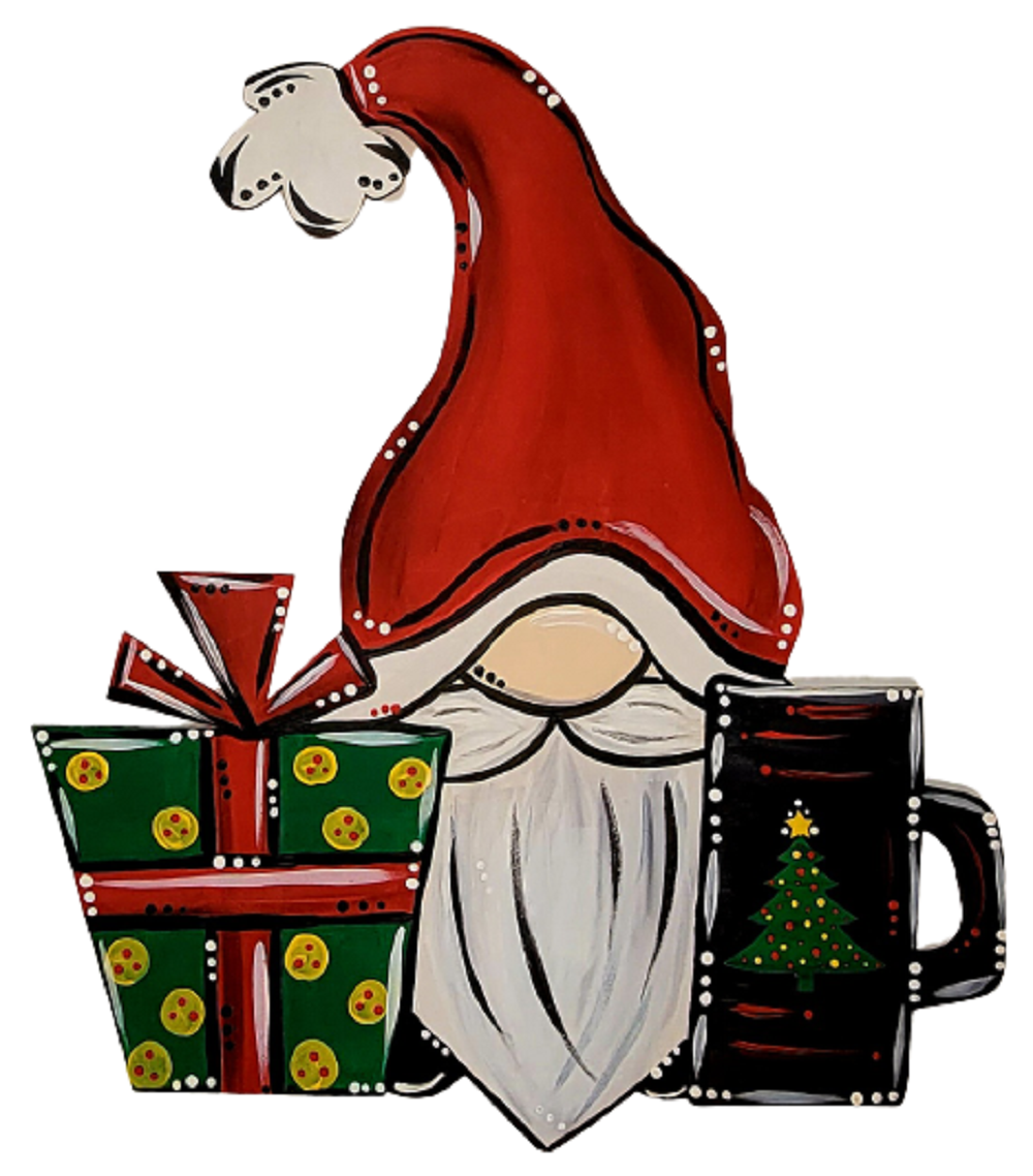Design By Line Gnome MDF Cutout Christmas Presents And Mug Scene - Unfinished For DIY