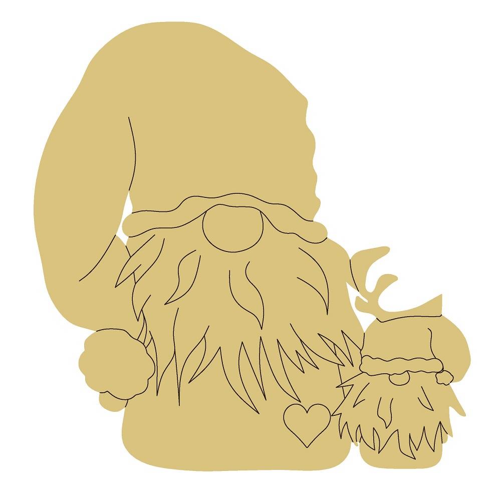 Design By Line Gnome Silhouette MDF Cutout Christmas Gnome - Unfinished For DIY