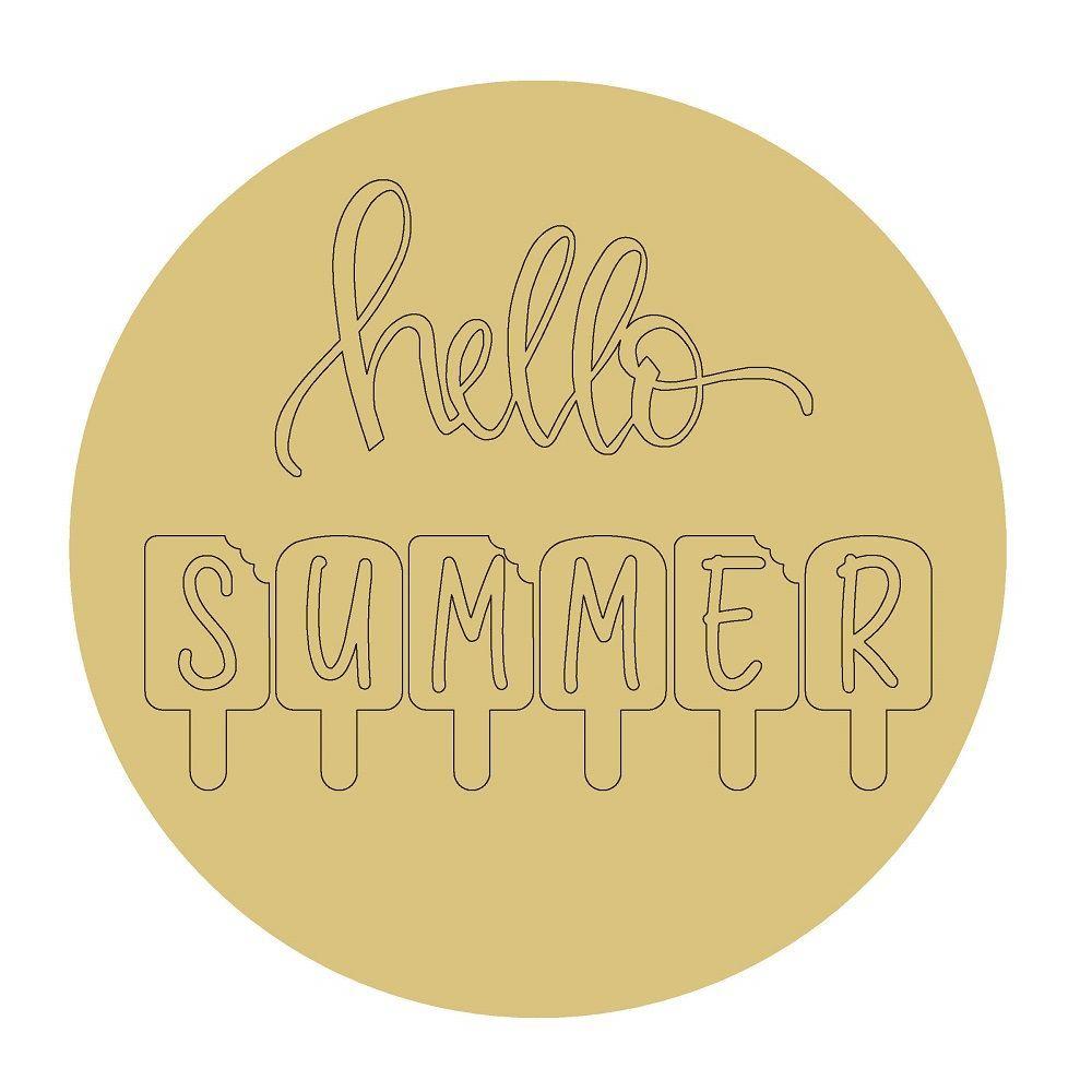 Design By Line Round MDF Cutout Greeting Phrase With Script Above Drip-Style Block Letters - Unfinished For DIY