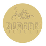 Design By Line Round MDF Cutout Greeting Phrase With Script Above Drip-Style Block Letters - Unfinished For DIY